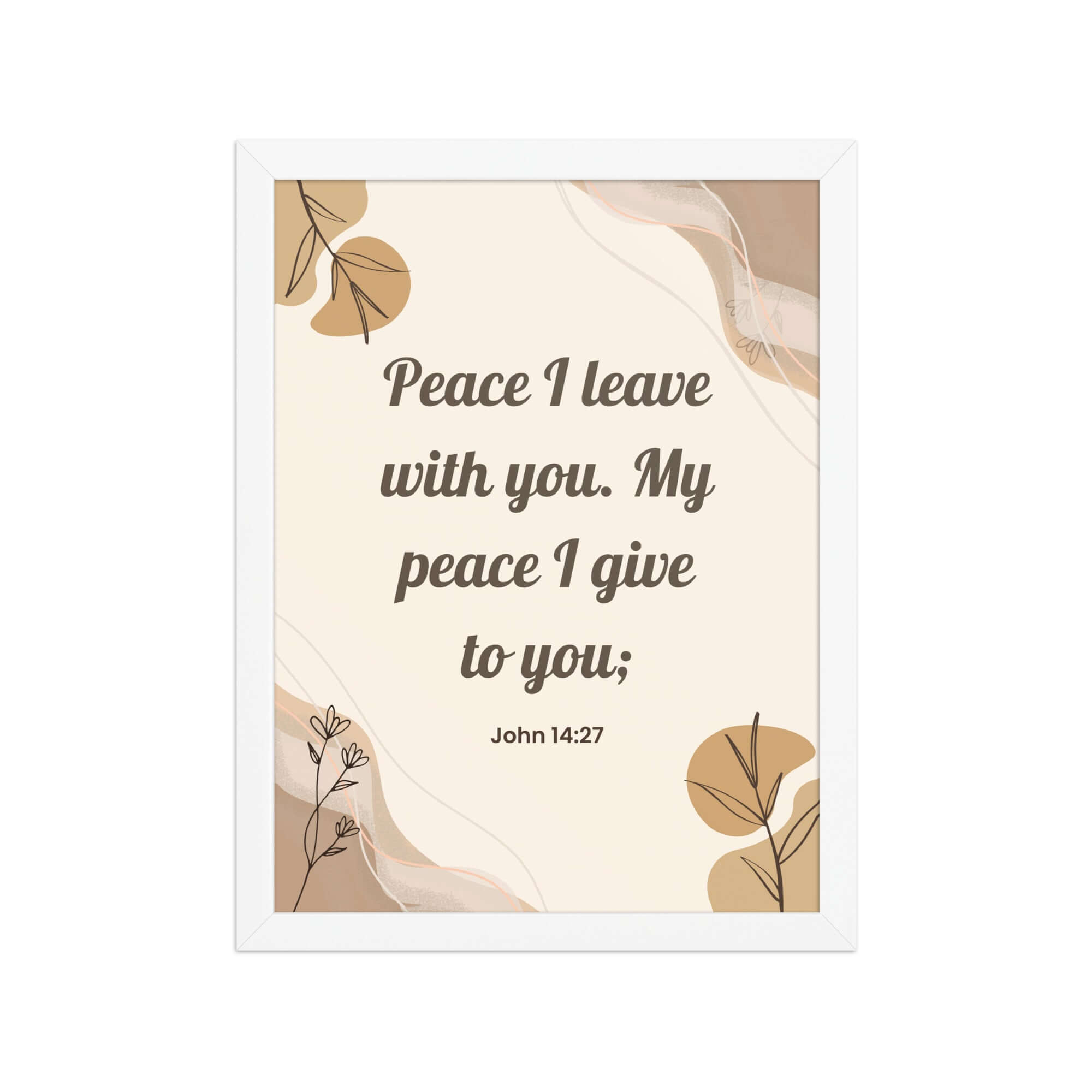 John 14:27 Bible Verse, Peace I Premium Luster Photo Paper Framed Poster Wall Art White 12″×16″