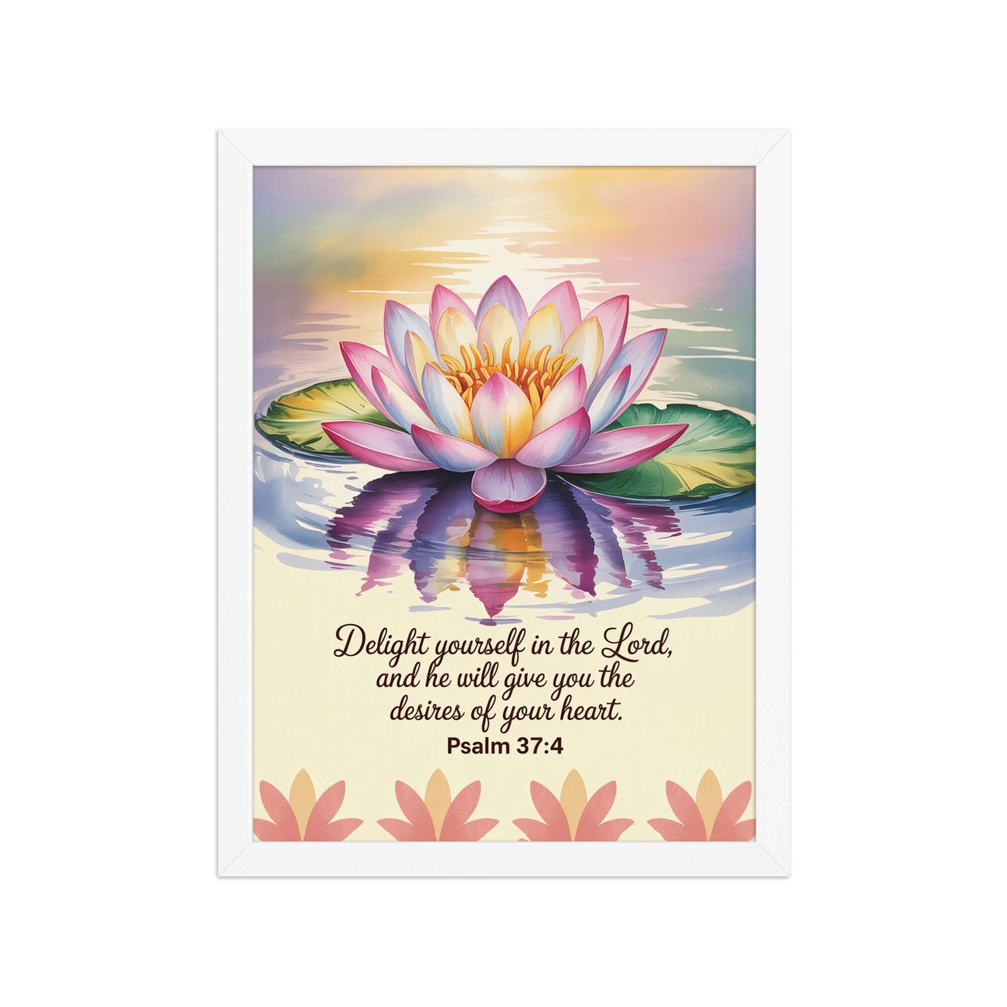 Psalm 37:4 Bible Verse, the Lord Premium Luster Photo Paper Framed Poster White 12″×16″