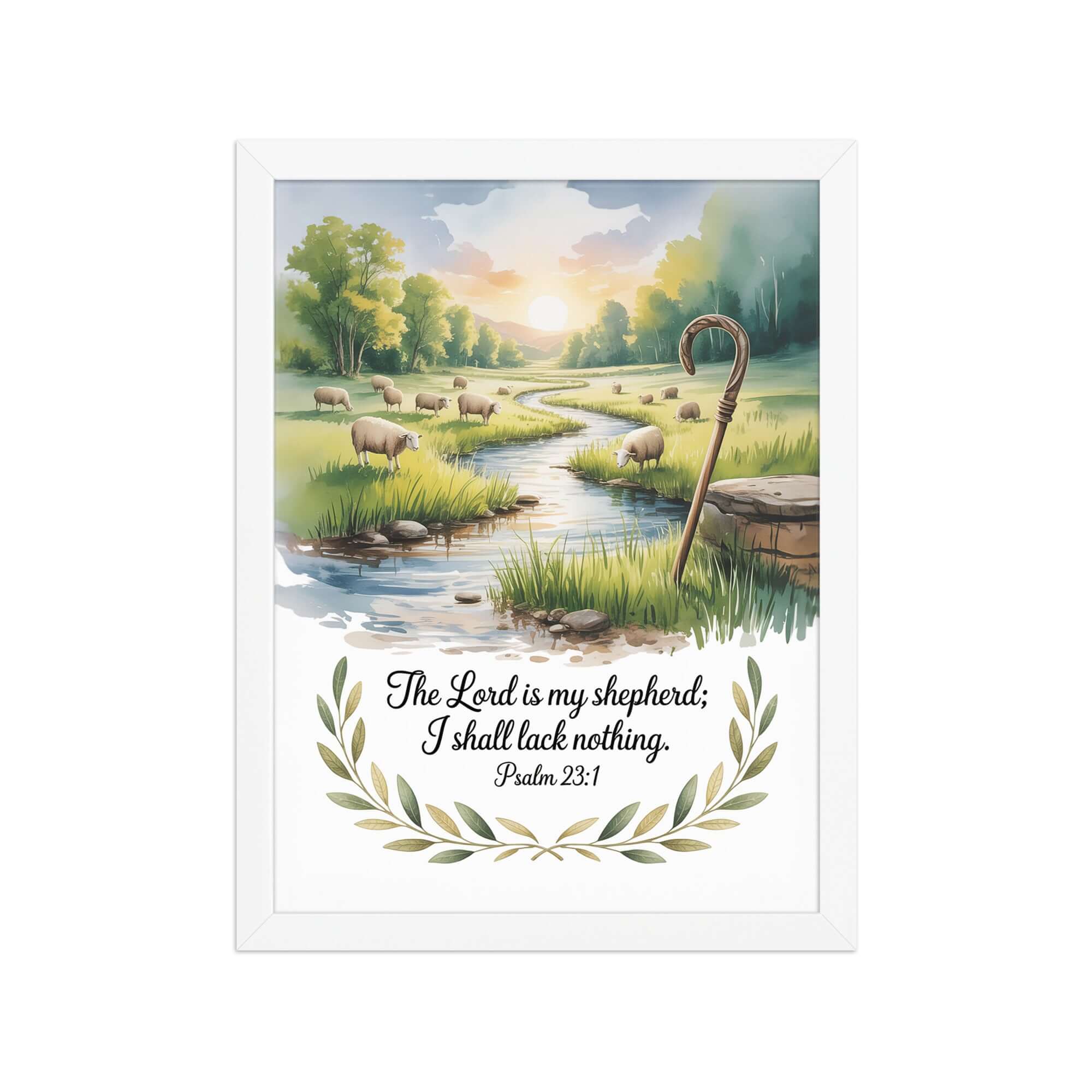 Psalm 23:1 Bible Verse, is my Premium Luster Photo Paper Framed Poster White 12″×16″
