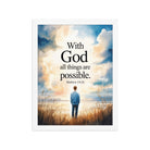 Matthew 19:26 Bible Verse Jesus Premium Luster Photo Paper Framed Poster White 12″×16″