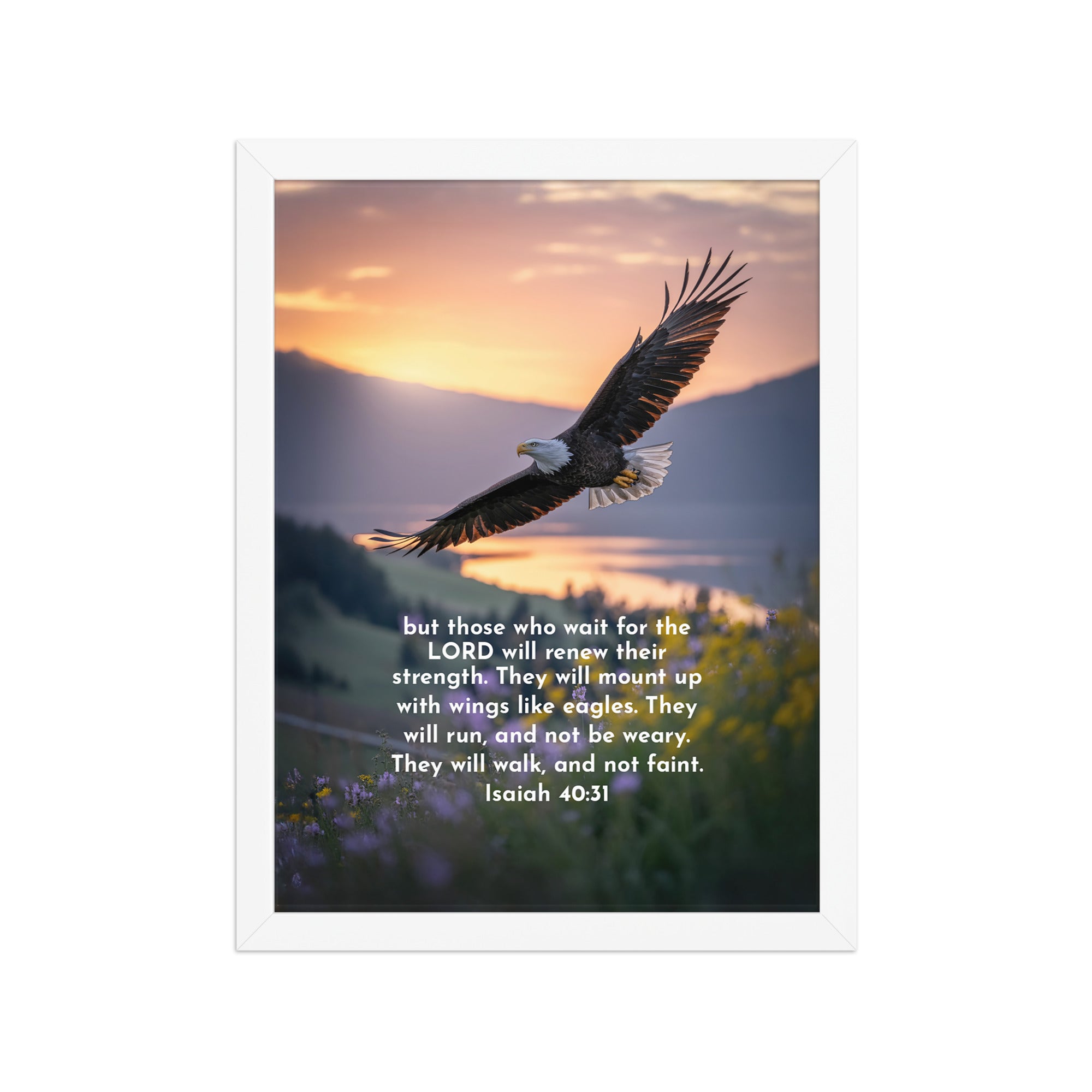 Isaiah 40:31 Bible Verse Renew Strength Premium Luster Photo Paper Framed Poster White 12″×16″