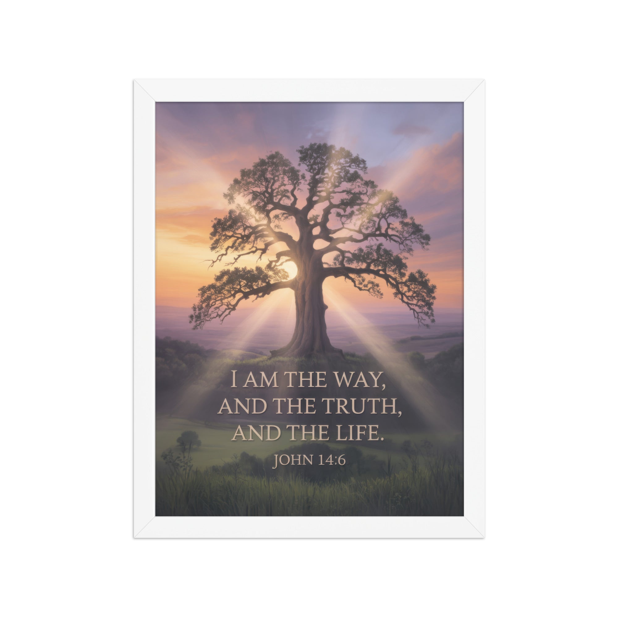 John 14:6 Bible Verse Jesus said Premium Luster Photo Paper Framed Poster White 12″×16″