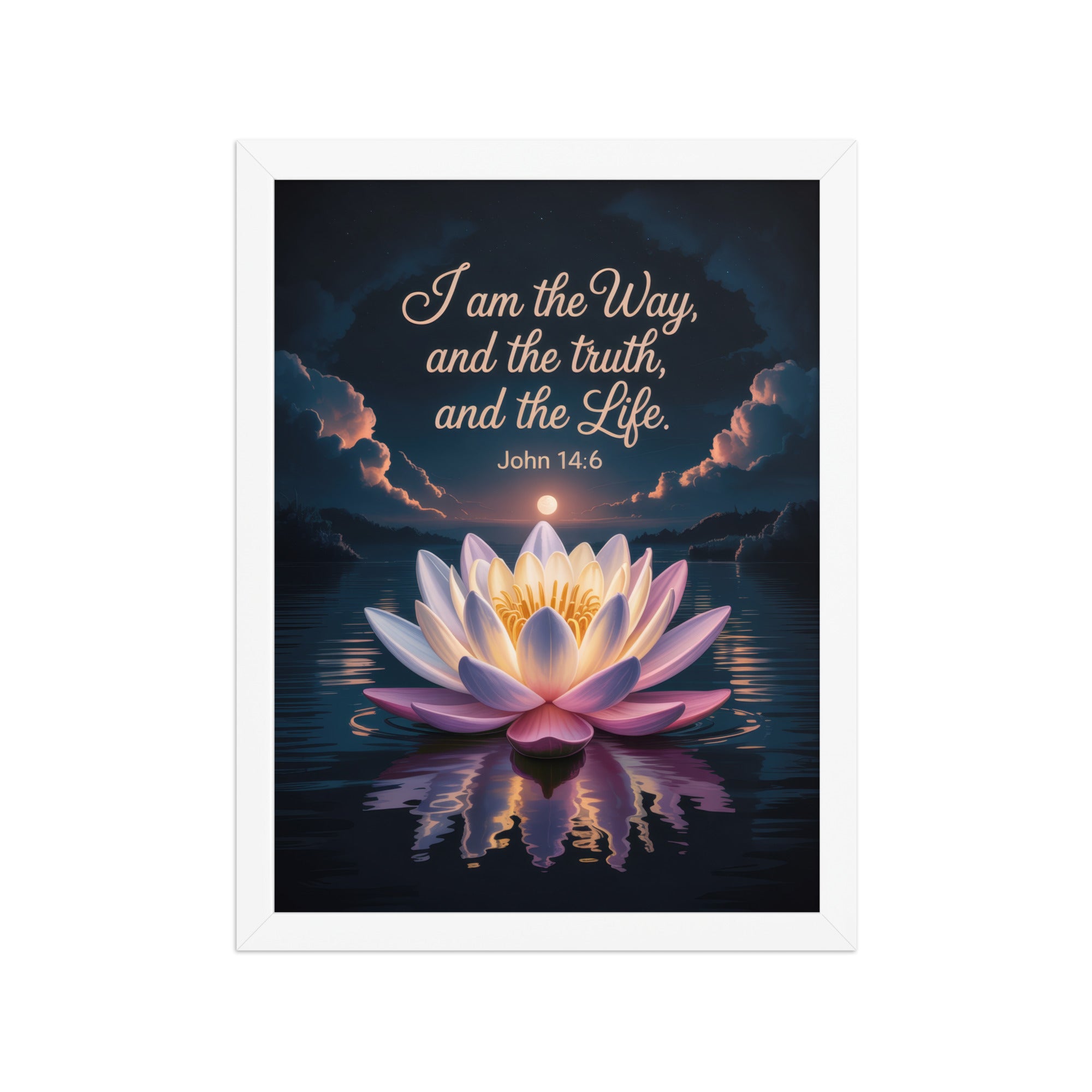 John 14:6 Bible Verse The Way Premium Luster Photo Paper Framed Poster White 12″×16″