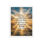 John 14:26 Bible Verse will send Premium Luster Photo Paper Framed Poster White 12″×16″
