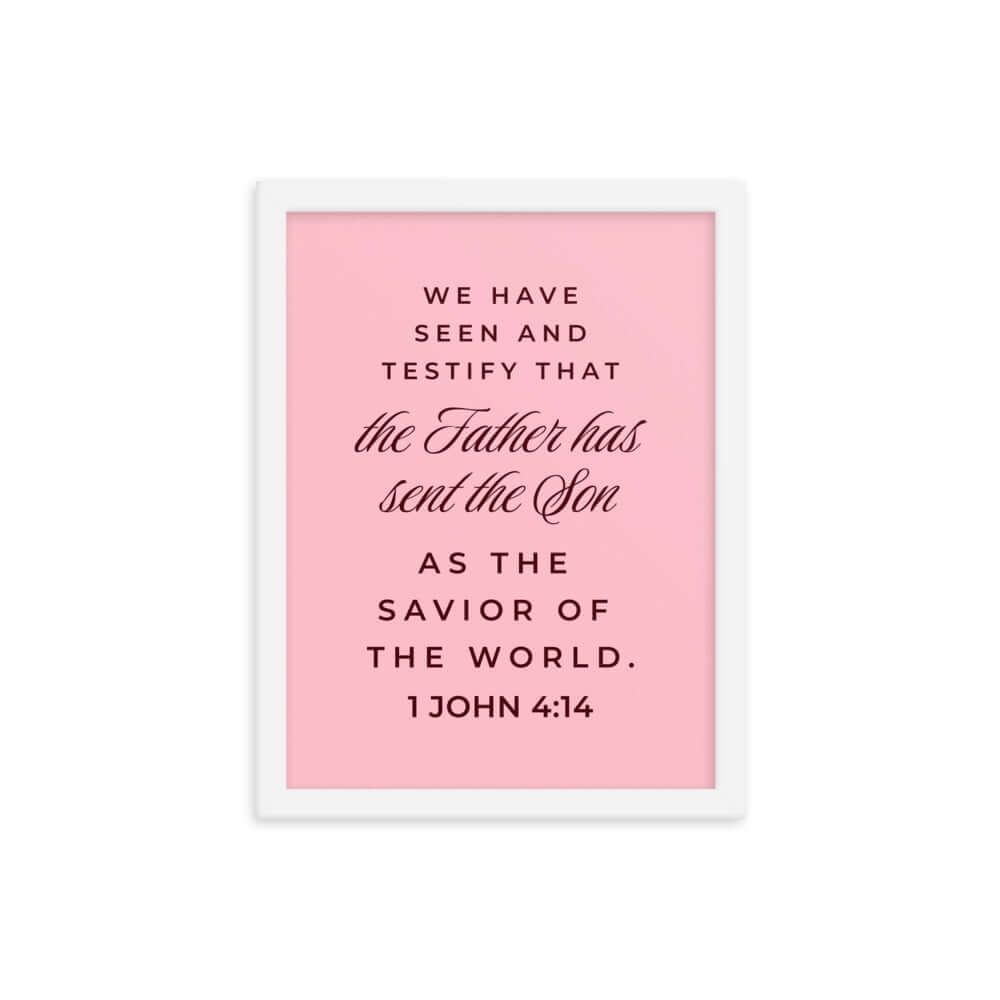 1 John 4:14 Bible Verse, We have seen Premium Luster Photo Paper Framed Poster Wall Art White 12″×16″