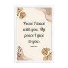 John 14:27 Bible Verse, Peace I Premium Luster Photo Paper Framed Poster Wall Art White 12″×18″