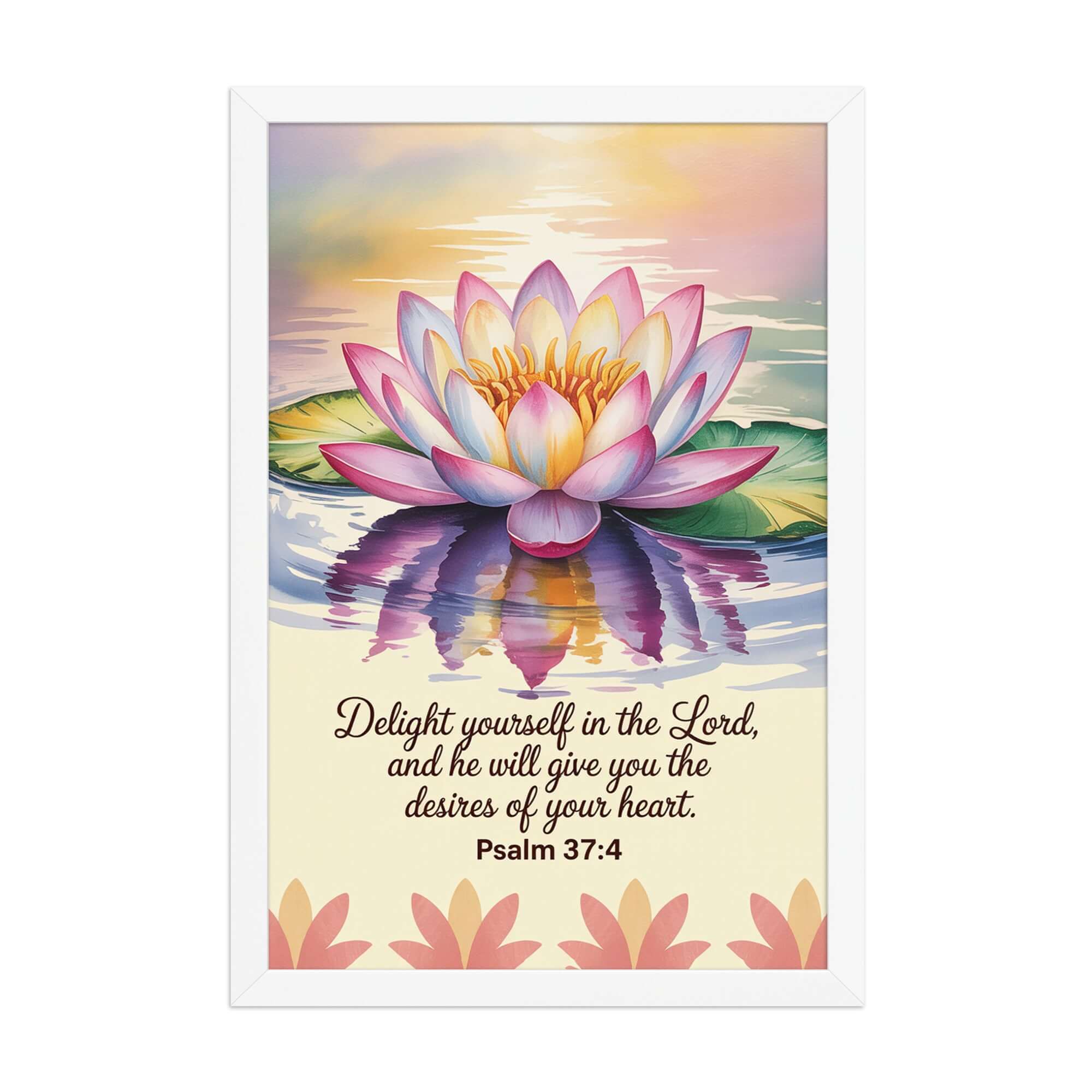 Psalm 37:4 Bible Verse, the Lord Premium Luster Photo Paper Framed Poster White 12″×18″