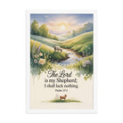 Psalm 23:1 Bible Verse, Lord Premium Luster Photo Paper Framed Poster White 12″×18″