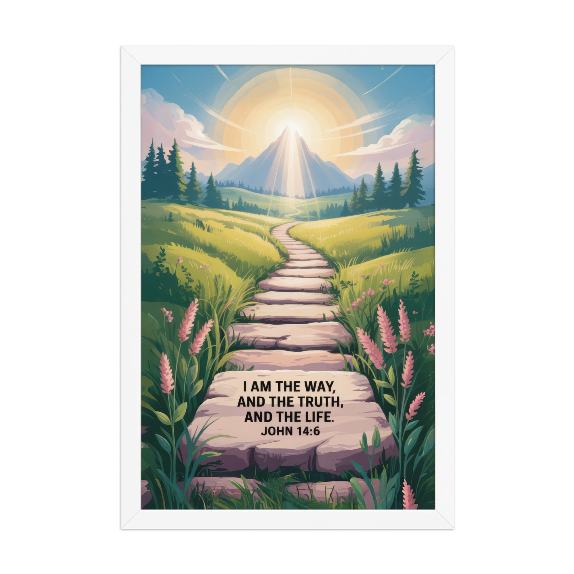 John 14:6 Bible Verse The Truth Premium Luster Photo Paper Framed Poster White 12″×18″