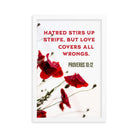 Proverbs 10:12 Bible Verse, Love Covers All Premium Luster Photo Paper Framed Poster Wall Art White 12″×18″