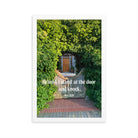 Revelation 3:20 Bible Verse, Garden Doorway Premium Luster Photo Paper Framed Poster Wall Art White 12″×18″