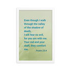 Psalm 23:4 Bible Verse, fear no evil Premium Luster Photo Paper Framed Poster Wall Art White 12″×18″