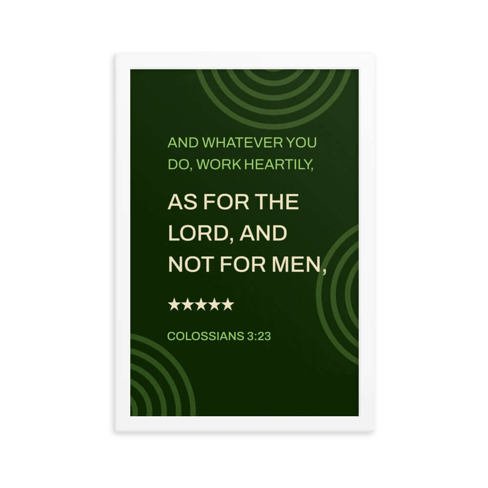 Colossians 3:23 Bible Verse, not for men Premium Luster Photo Paper Framed Poster Wall Art White 12″×18″