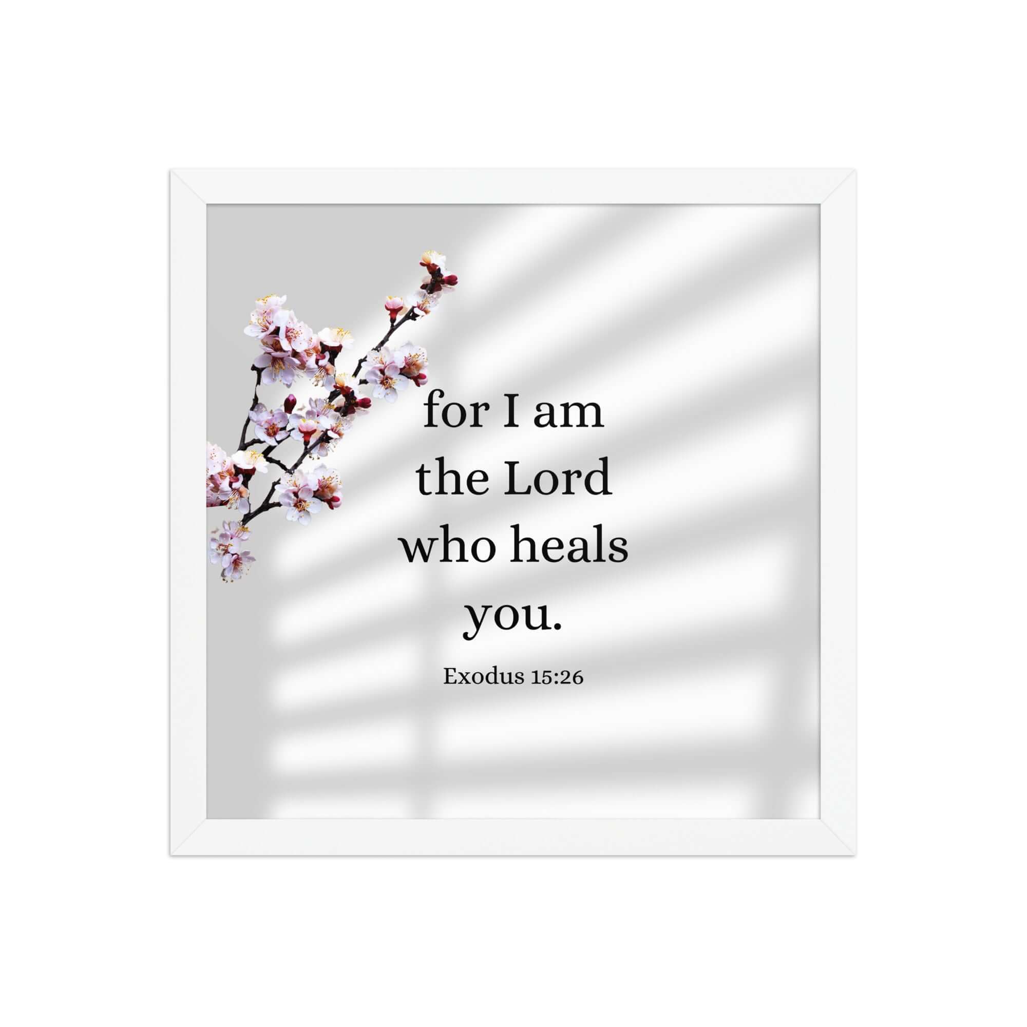 Exodus 15:26 Bible Verse, diligently listen Premium Luster Photo Paper Framed Poster Wall Art White 14″×14″