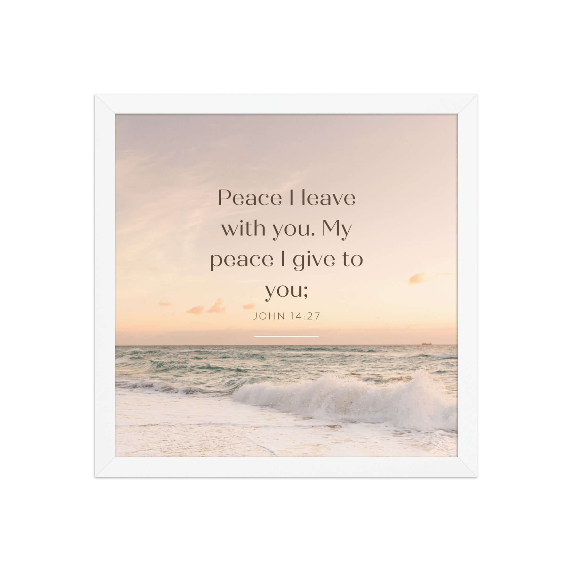 John 14:27 Bible Verse, not as the Premium Luster Photo Paper Framed Poster Wall Art White 14″×14″