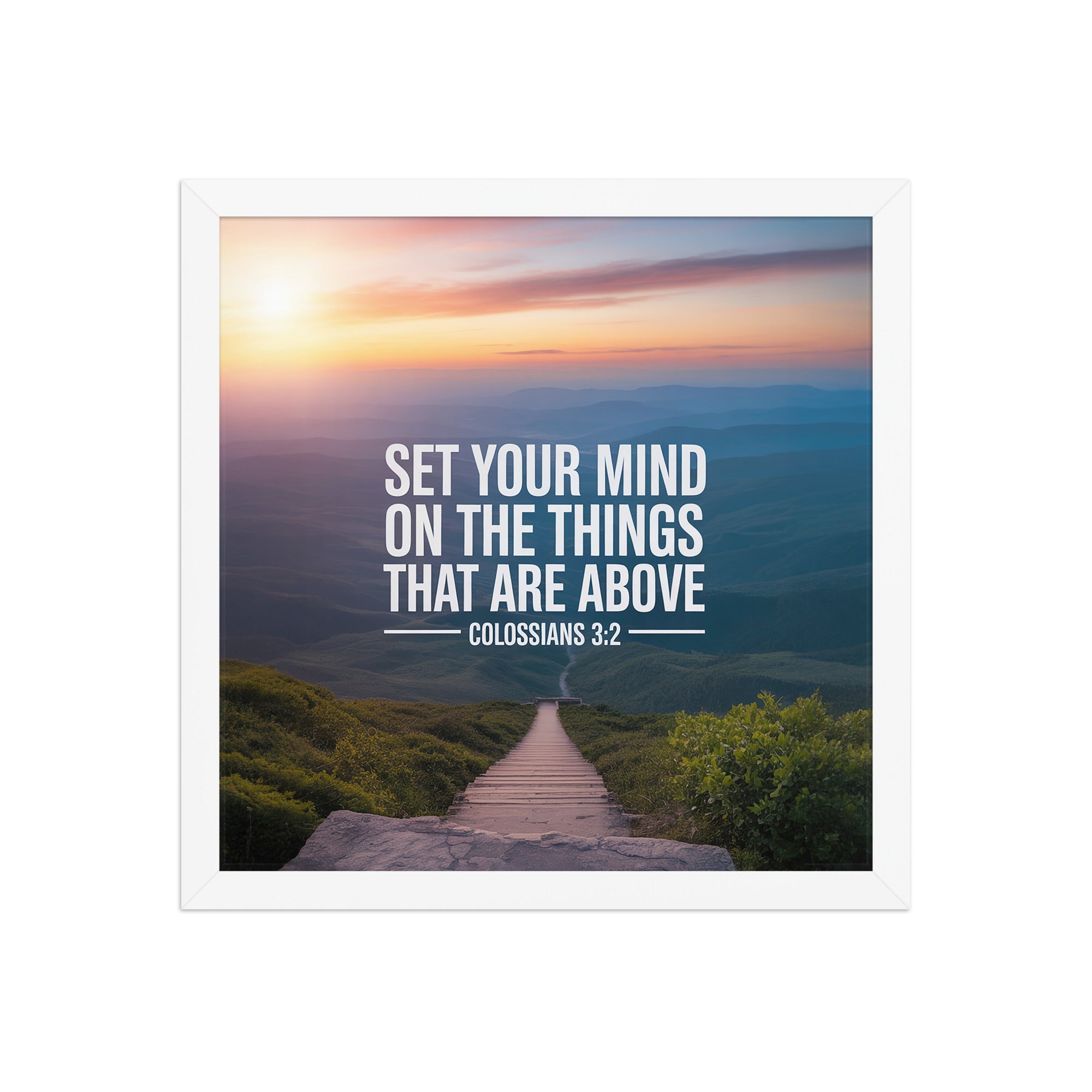 Colossians 3:2 Bible Verse your mind Premium Luster Photo Paper Framed Poster White 14″×14″