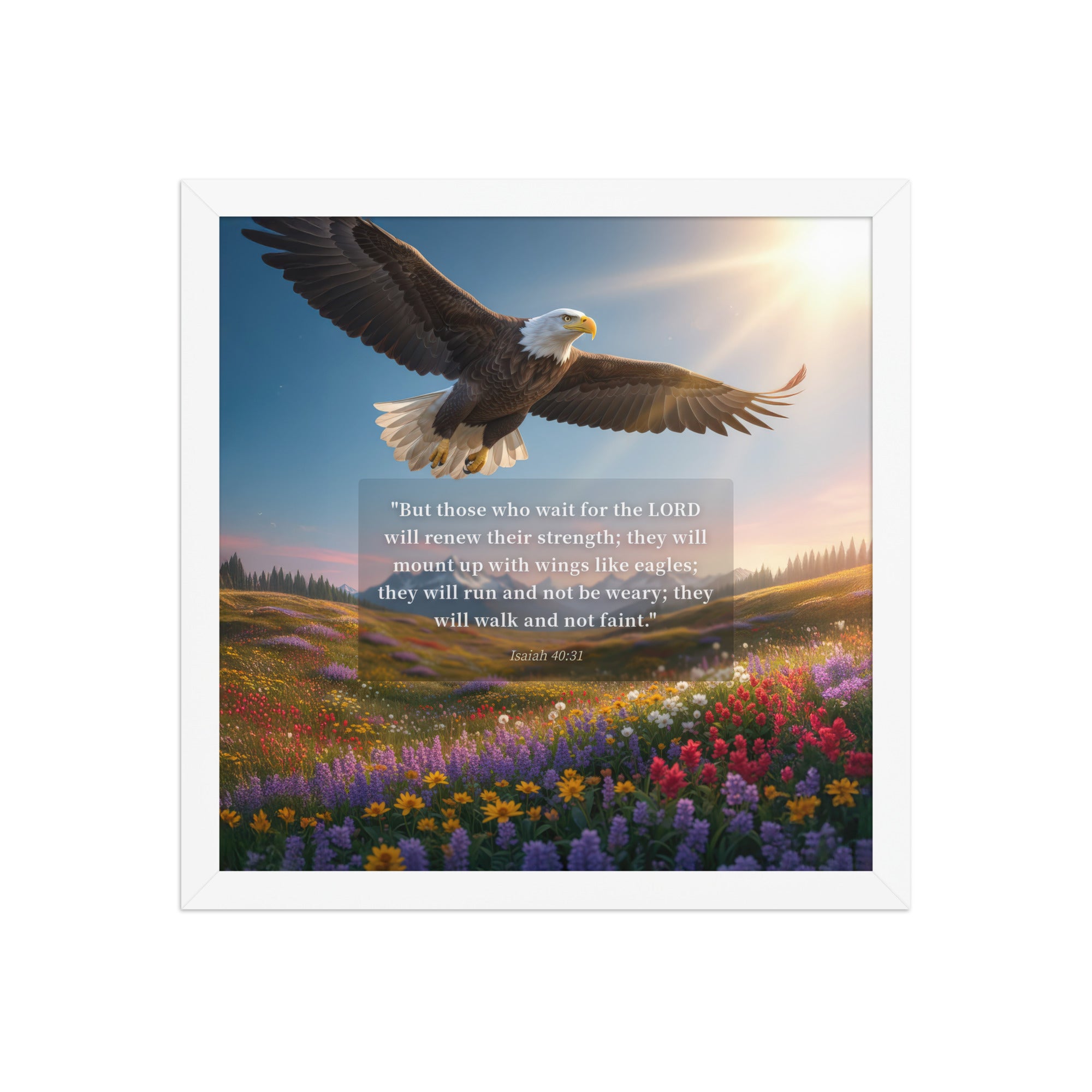 Isaiah 40:31 Bible Verse Who Wait Premium Luster Photo Paper Framed Poster White 14″×14″