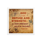 Psalm 46:1 Bible Verse, God is Our Refuge Premium Luster Photo Paper Framed Poster Wall Art White 14″×14″