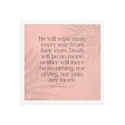 Revelation 21:4 Bible Verse, their eyes Premium Luster Photo Paper Framed Poster Wall Art White 16″×16″