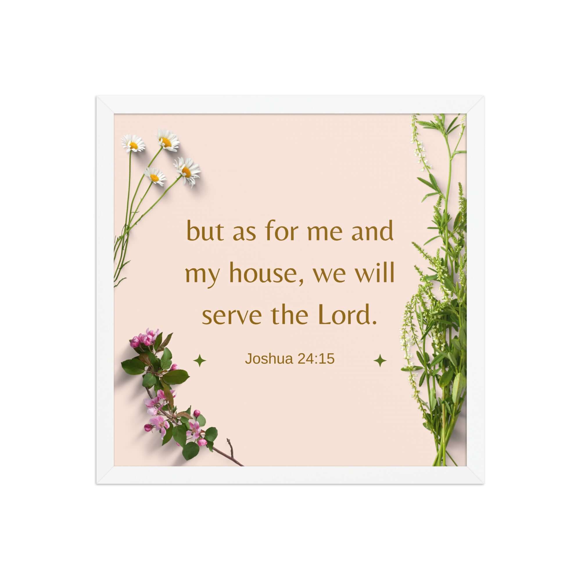 Joshua 24:15 Bible Verse, your fathers Premium Luster Photo Paper Framed Poster Wall Art White 16″×16″