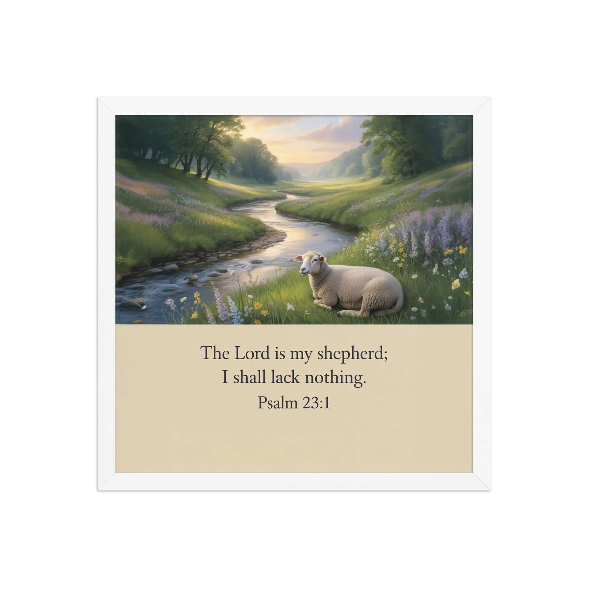 Psalm 23:1 Bible Verse, I shall Premium Luster Photo Paper Framed Poster White 16″×16″