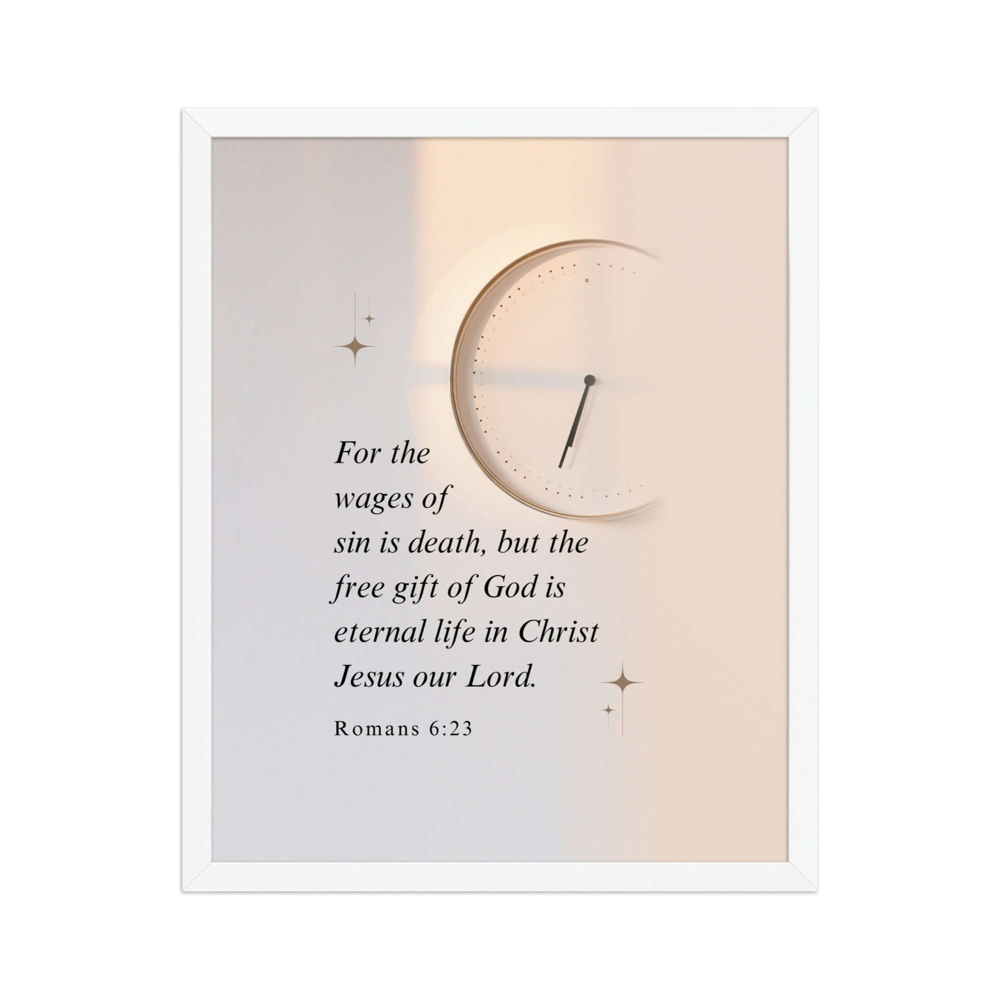 Romans 6:23 Bible Verse, our Lord Premium Luster Photo Paper Framed Poster Wall Art White 16″×20″