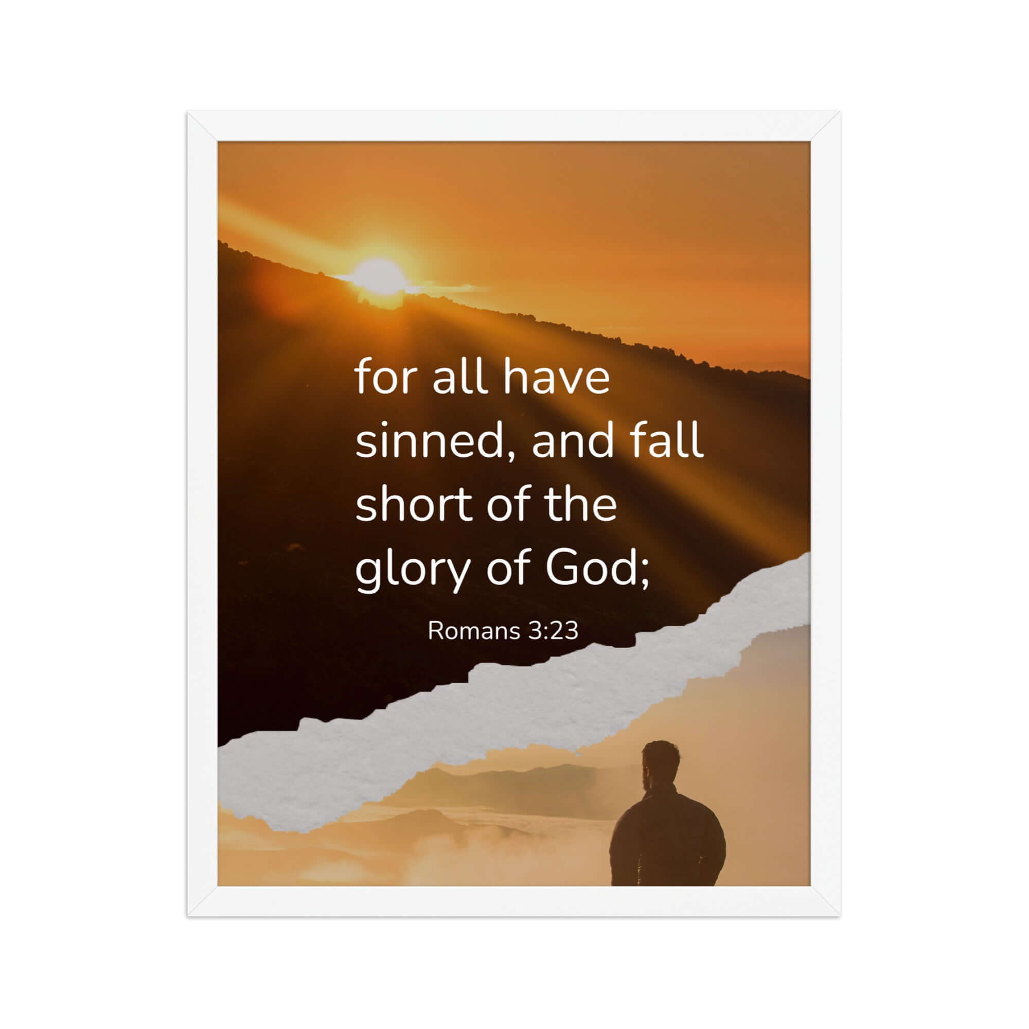 Romans 3:23 Bible Verse, of God Premium Luster Photo Paper Framed Poster Wall Art White 16″×20″