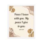 John 14:27 Bible Verse, Peace I Premium Luster Photo Paper Framed Poster Wall Art White 16″×20″