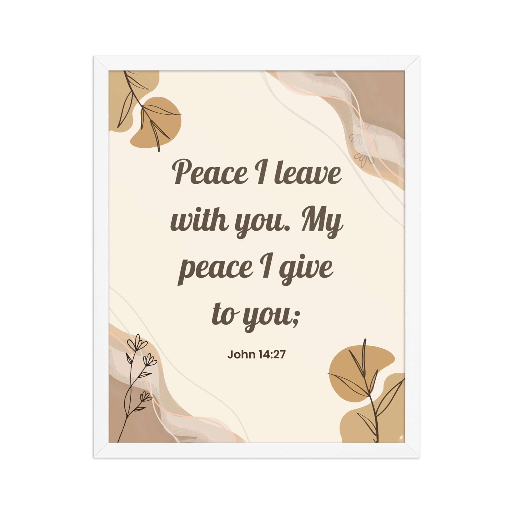 John 14:27 Bible Verse, Peace I Premium Luster Photo Paper Framed Poster Wall Art White 16″×20″