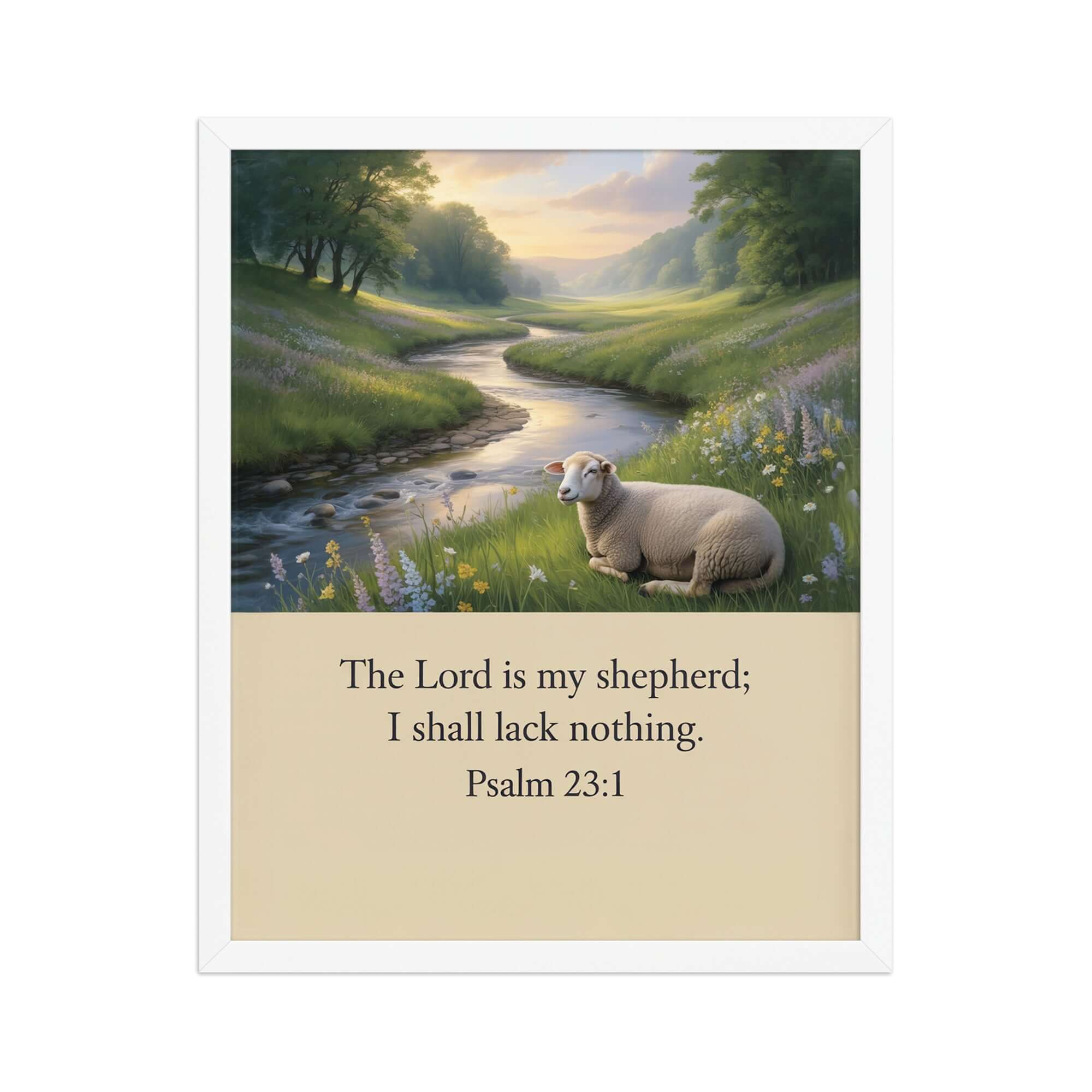 Psalm 23:1 Bible Verse, I shall Premium Luster Photo Paper Framed Poster White 16″×20″