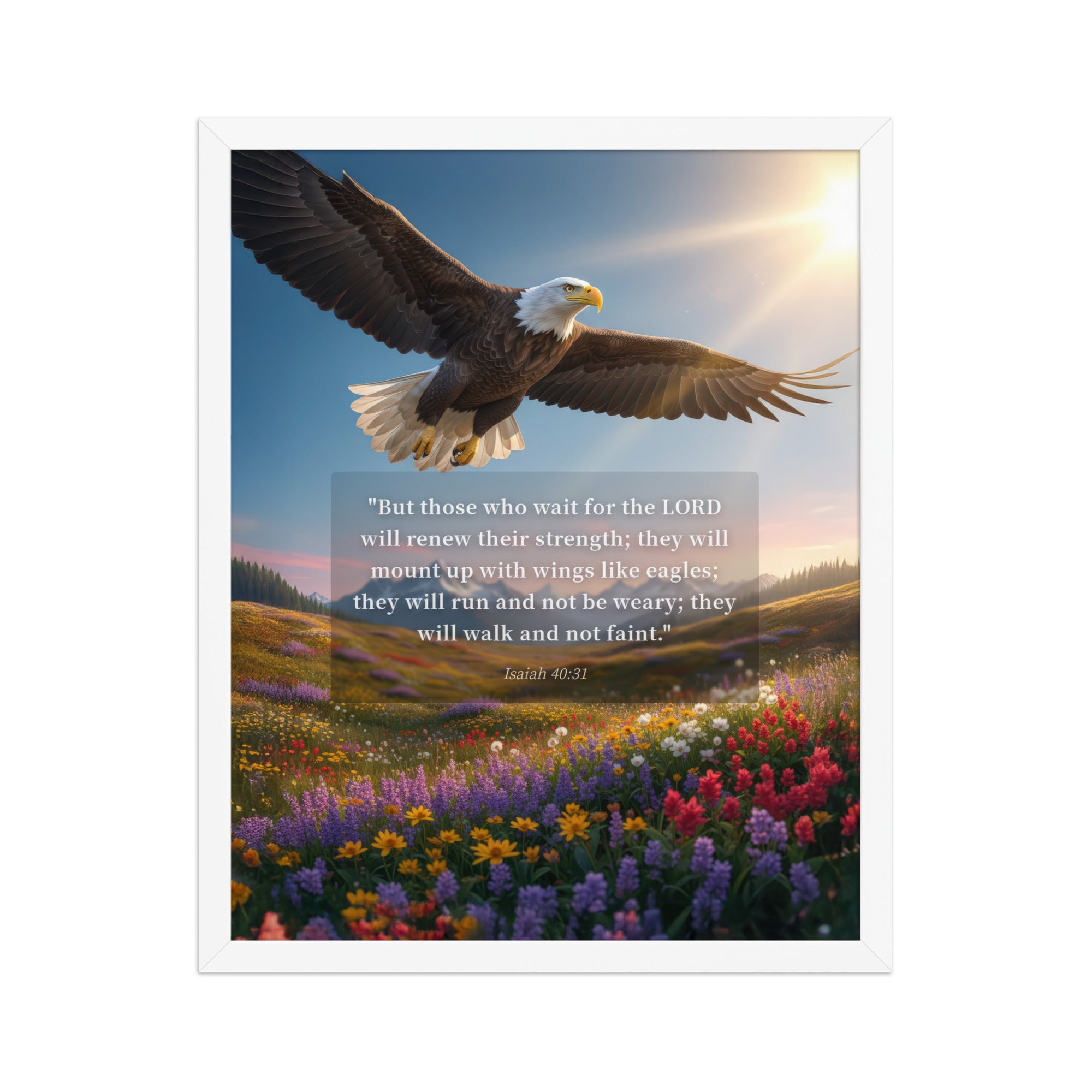 Isaiah 40:31 Bible Verse Who Wait Premium Luster Photo Paper Framed Poster White 16″×20″