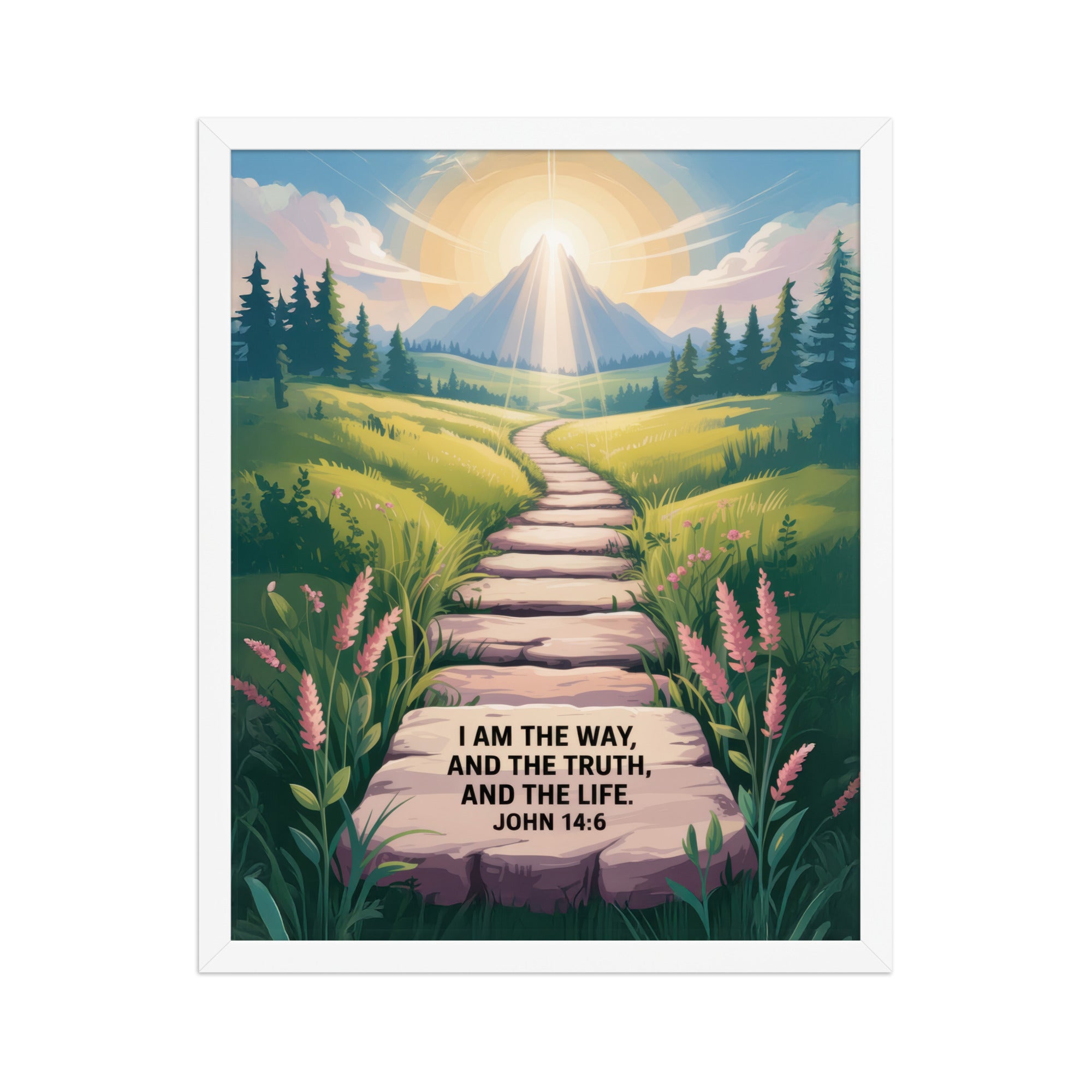 John 14:6 Bible Verse The Truth Premium Luster Photo Paper Framed Poster White 16″×20″