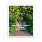 Revelation 3:20 Bible Verse, Garden Doorway Premium Luster Photo Paper Framed Poster Wall Art White 16″×20″