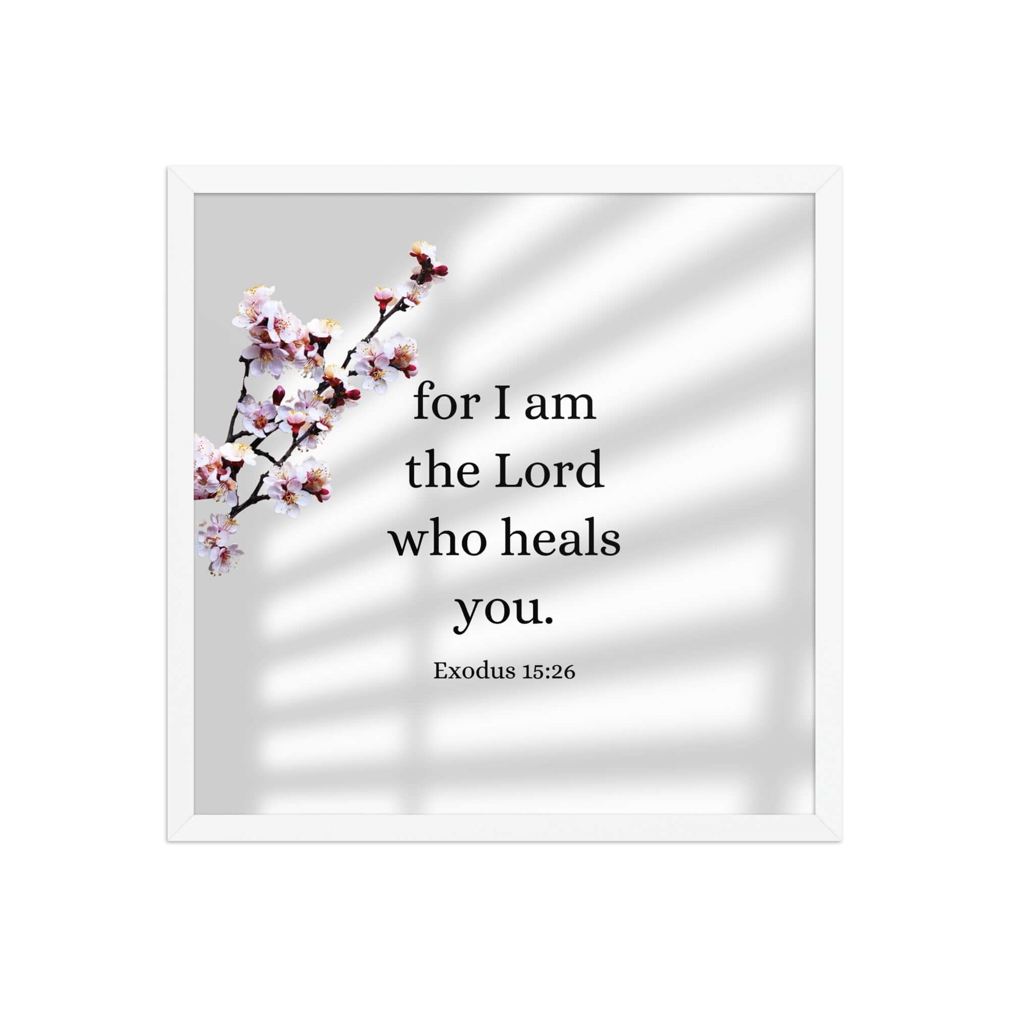 Exodus 15:26 Bible Verse, diligently listen Premium Luster Photo Paper Framed Poster Wall Art White 18″×18″