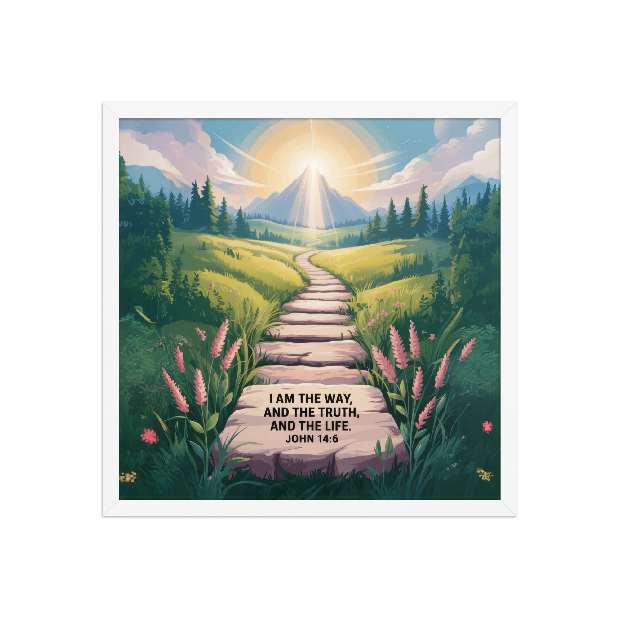 John 14:6 Bible Verse The Truth Premium Luster Photo Paper Framed Poster White 18″×18″