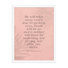 Revelation 21:4 Bible Verse, their eyes Premium Luster Photo Paper Framed Poster Wall Art White 18″×24″