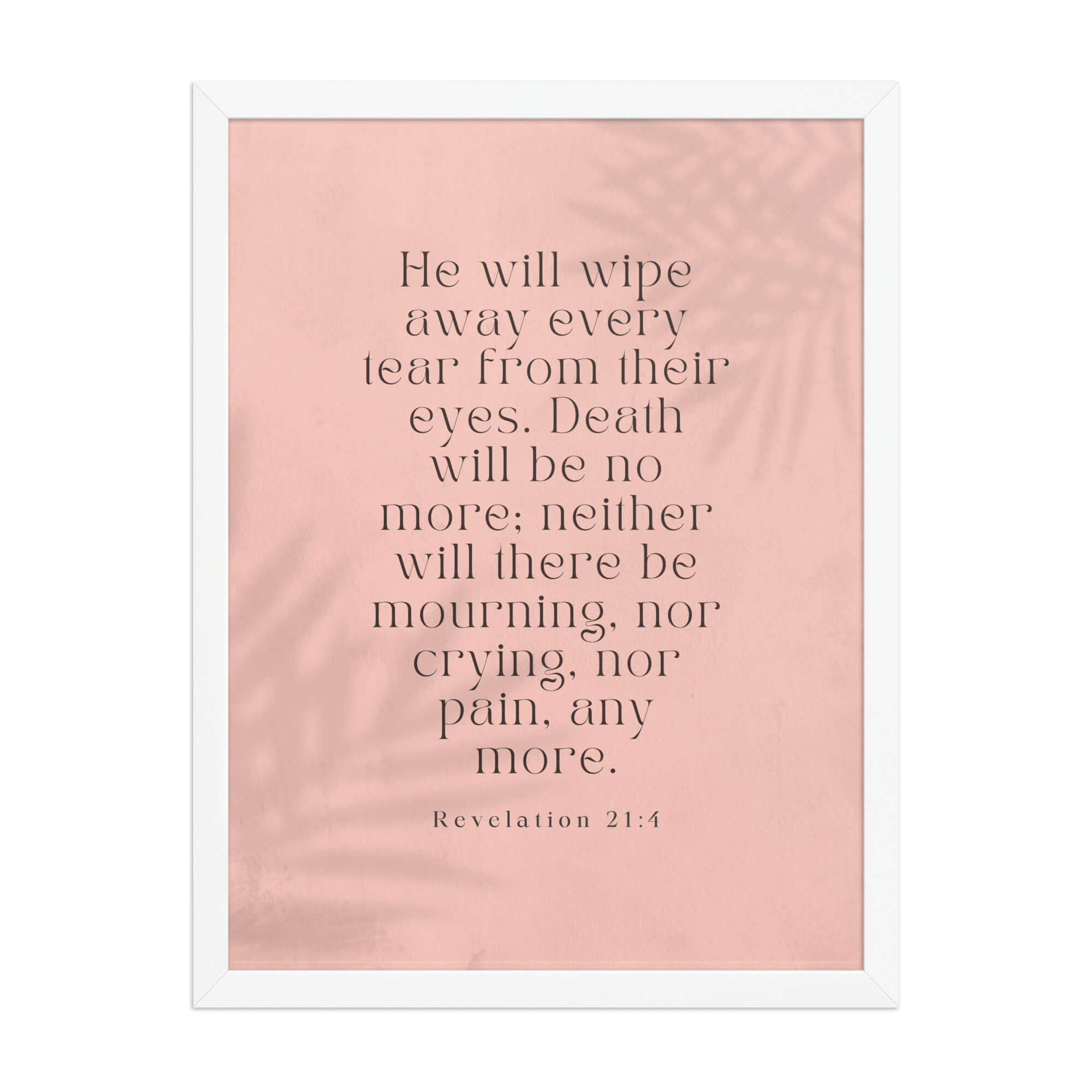 Revelation 21:4 Bible Verse, their eyes Premium Luster Photo Paper Framed Poster Wall Art White 18″×24″