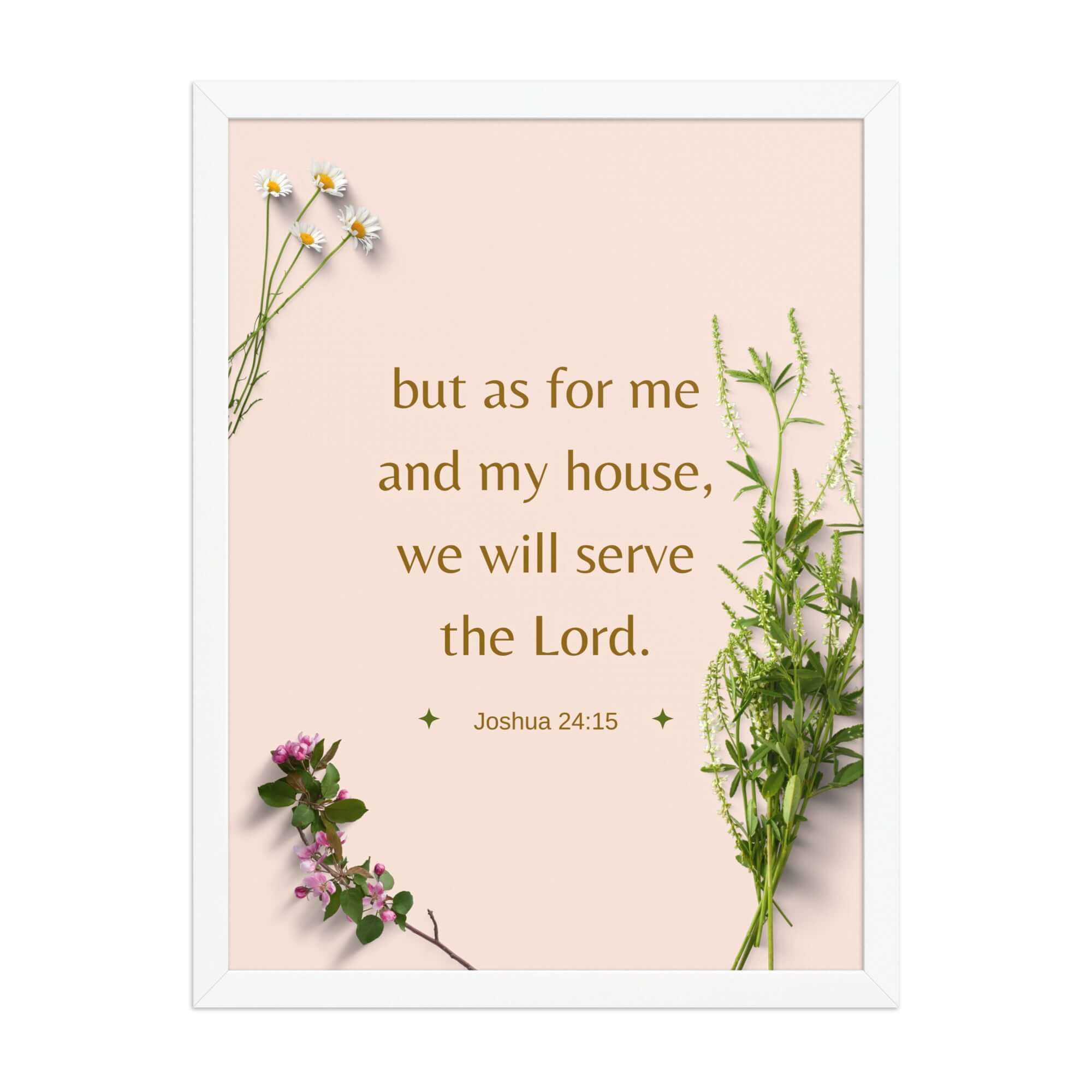 Joshua 24:15 Bible Verse, your fathers Premium Luster Photo Paper Framed Poster Wall Art White 18″×24″