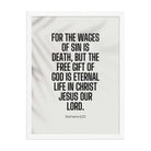 Romans 6:23 Bible Verse, eternal life Premium Luster Photo Paper Framed Poster Wall Art White 18″×24″