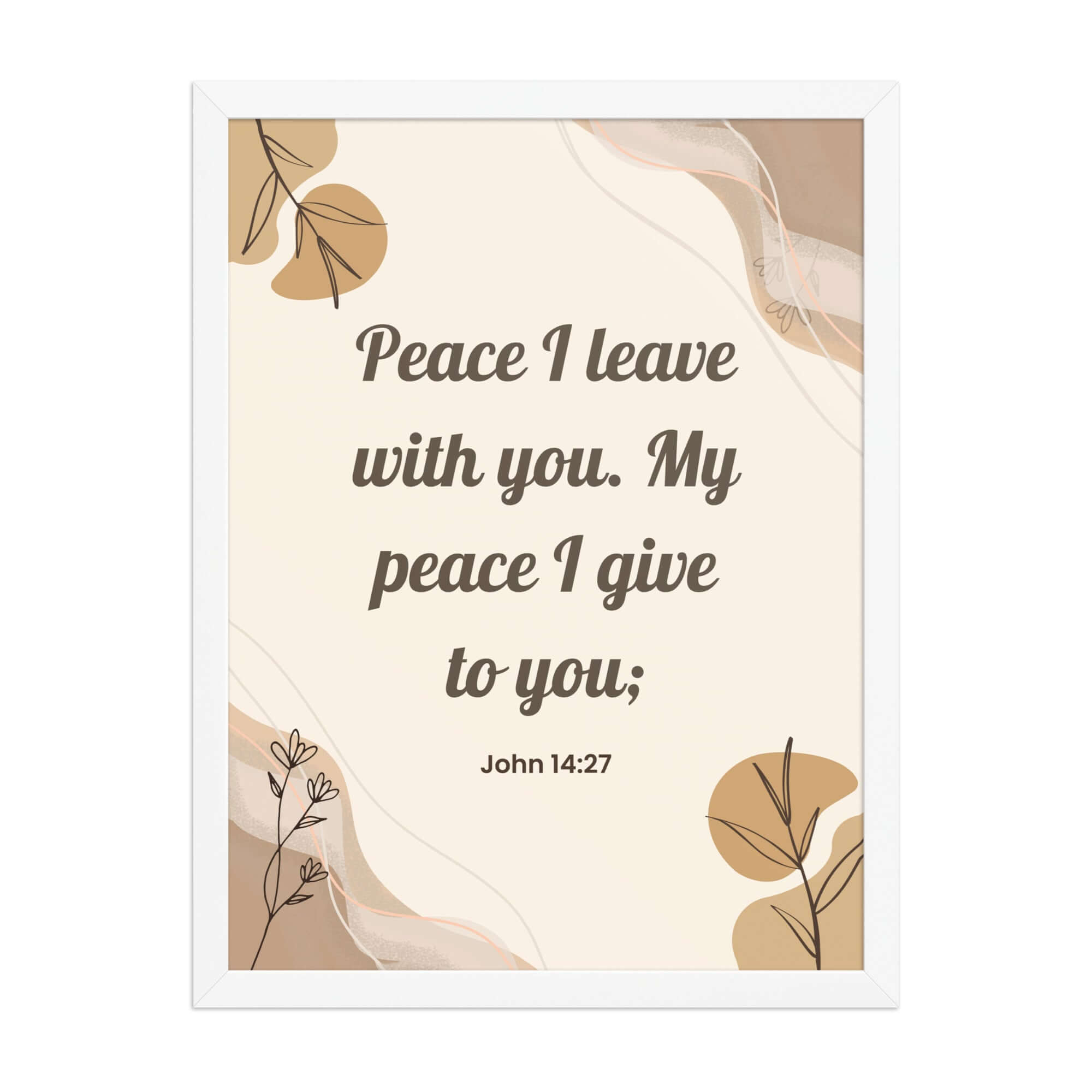 John 14:27 Bible Verse, Peace I Premium Luster Photo Paper Framed Poster Wall Art White 18″×24″