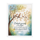 Psalm 37:4 Bible Verse, Yourself Premium Luster Photo Paper Framed Poster White 18″×24″