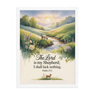 Psalm 23:1 Bible Verse, Lord Premium Luster Photo Paper Framed Poster White 18″×24″