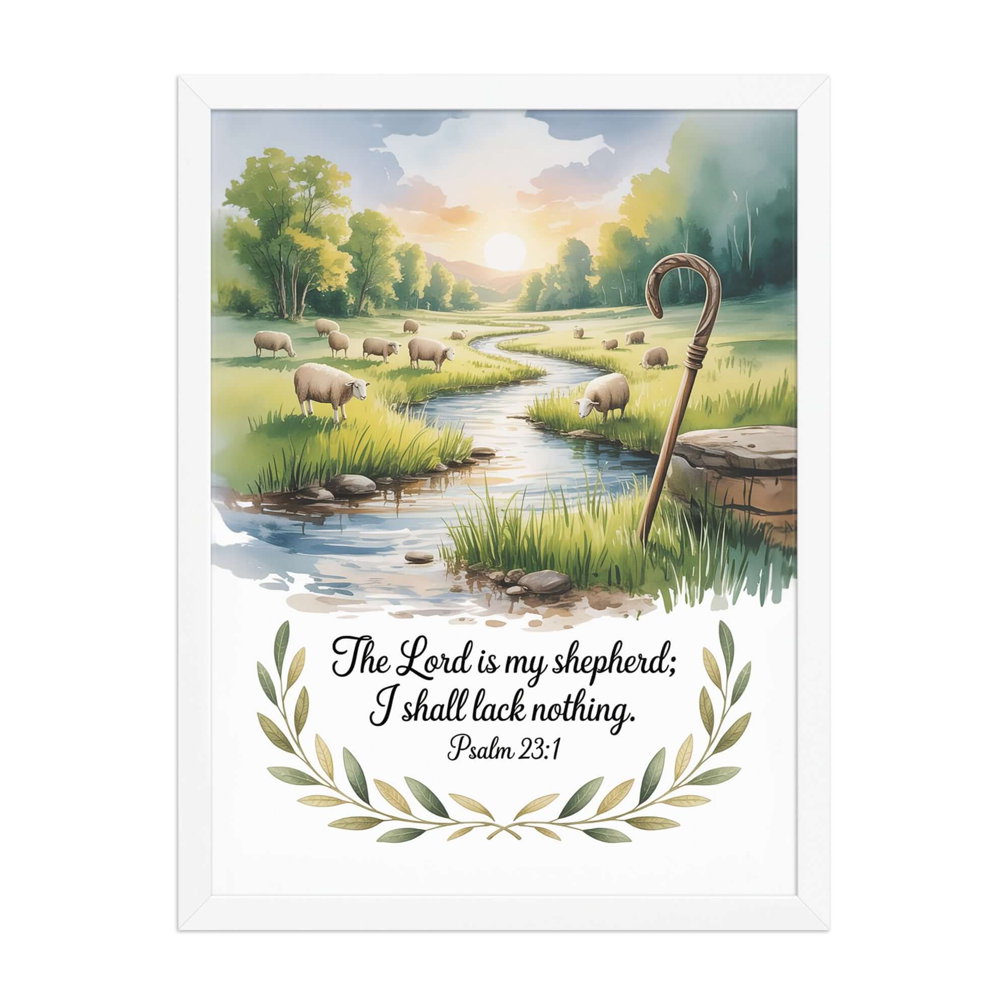 Psalm 23:1 Bible Verse, is my Premium Luster Photo Paper Framed Poster White 18″×24″