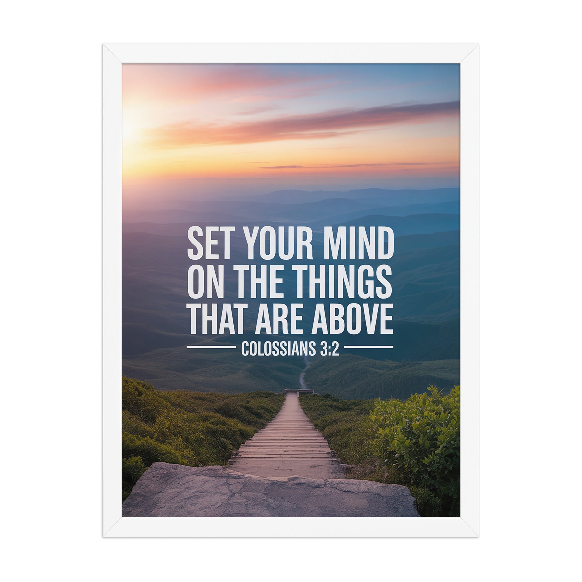 Colossians 3:2 Bible Verse your mind Premium Luster Photo Paper Framed Poster White 18″×24″