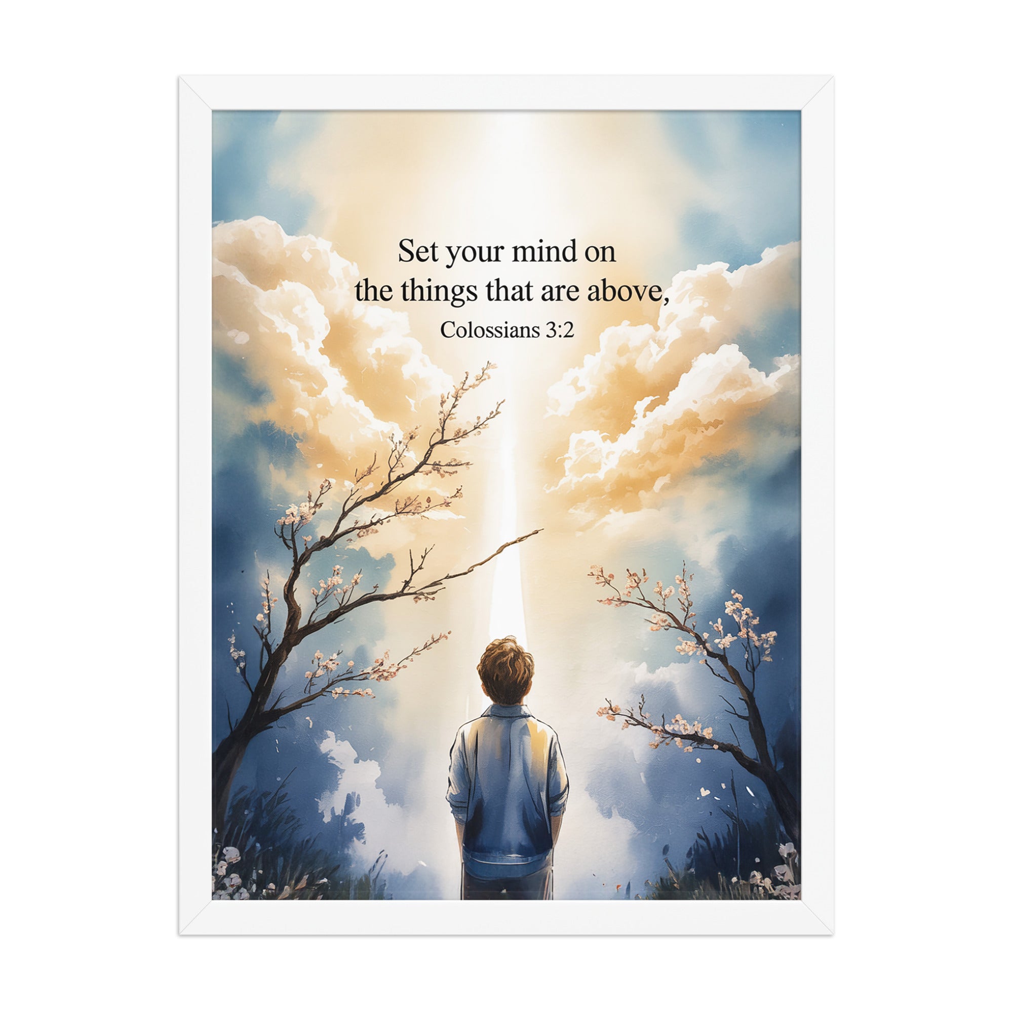 Colossians 3:2 Bible Verse the things Premium Luster Photo Paper Framed Poster White 18″×24″