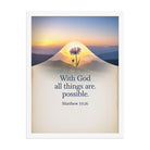 Matthew 19:26 Bible Verse at them Premium Luster Photo Paper Framed Poster White 18″×24″