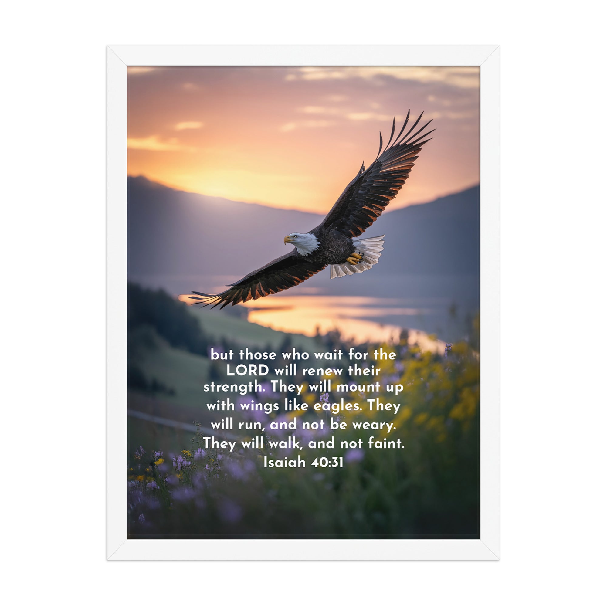Isaiah 40:31 Bible Verse Renew Strength Premium Luster Photo Paper Framed Poster White 18″×24″
