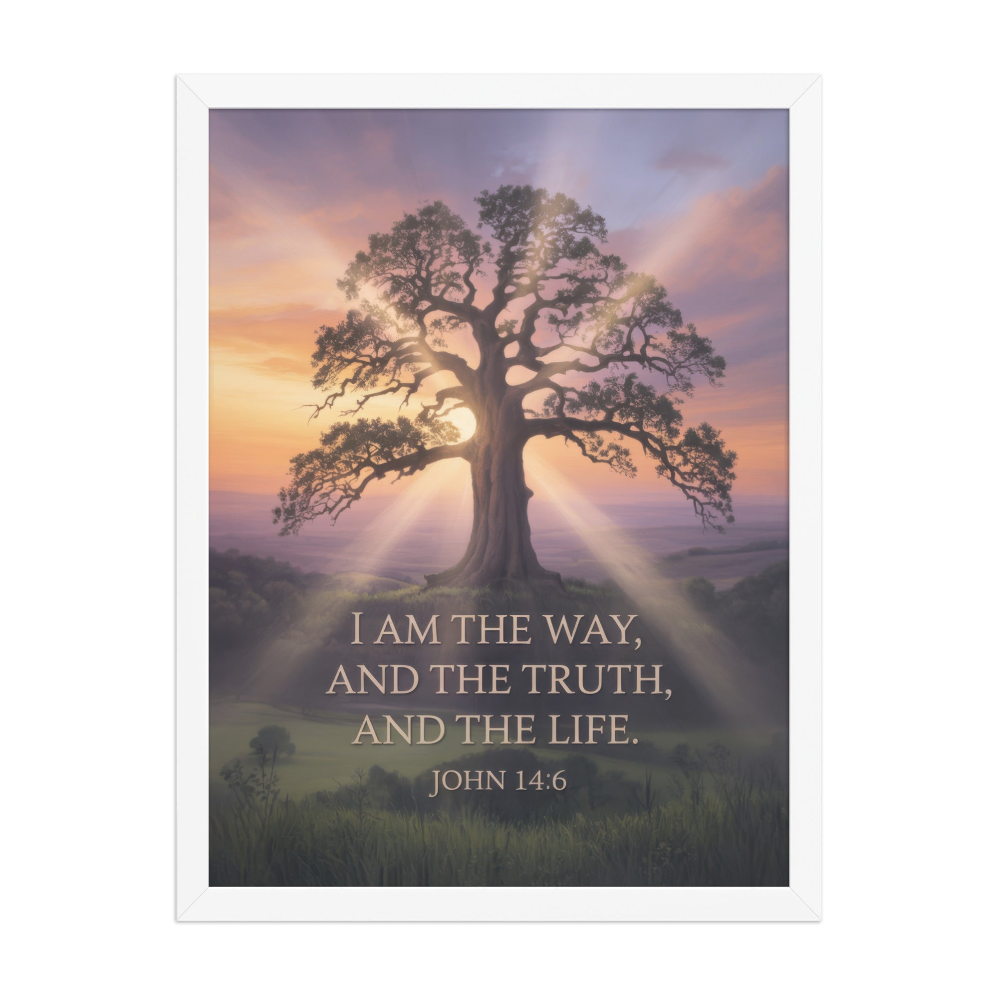 John 14:6 Bible Verse Jesus said Premium Luster Photo Paper Framed Poster White 18″×24″