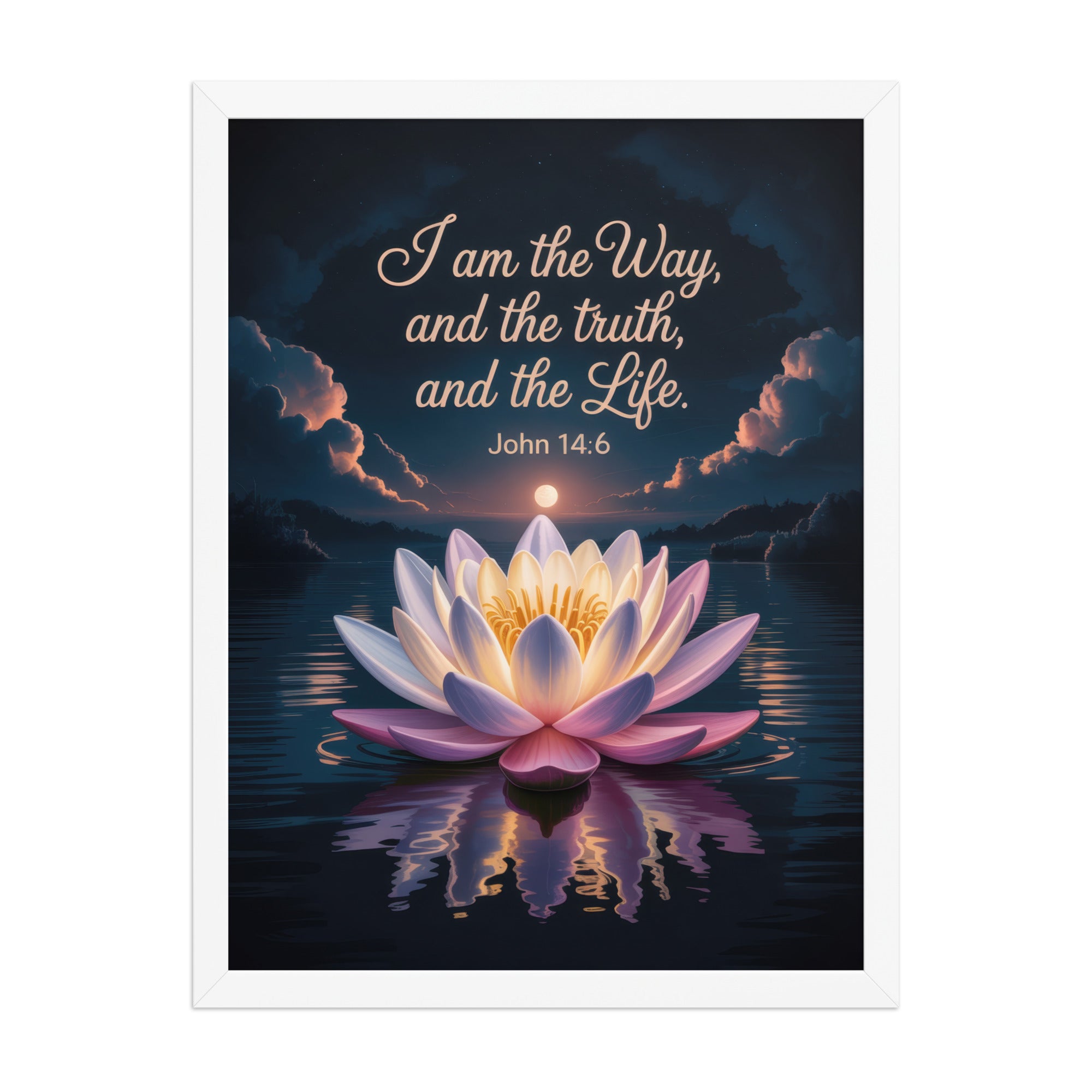 John 14:6 Bible Verse The Way Premium Luster Photo Paper Framed Poster White 18″×24″