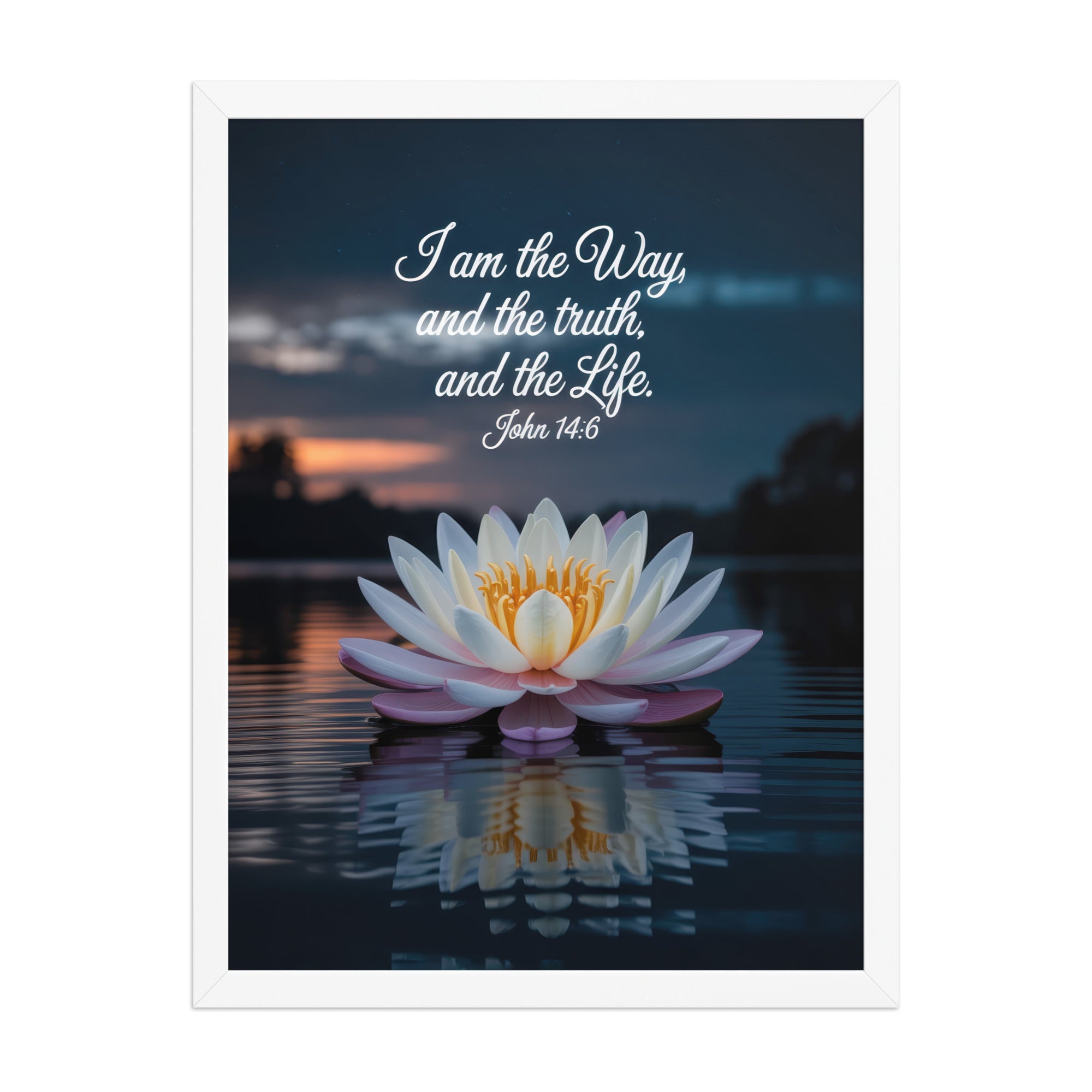 John 14:6 Bible Verse The Father Premium Luster Photo Paper Framed Poster White 18″×24″